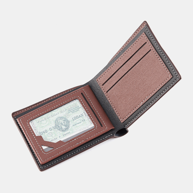 Men Vintage RFID Antimagnetic Faux Fur Patchwork Money Clips Multi-Card Slots Wallet - MRSLM