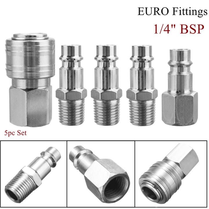 1/4 EURO Air BSP Hose Compressor Tail Airline Fitting Quick Connector Release - MRSLM