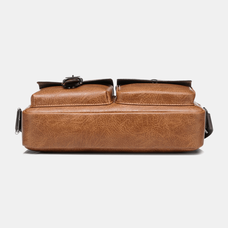 Men Horizontal Large Capacity PU Leather Crossbody Bags Waterproof Wear-Resistant Messenger Bag Shoulder Bag Handbag - MRSLM