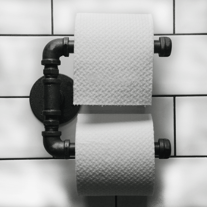Urban Industrial Retro Steampunk Pipe Antique Double Toilet Roll Holder Paper Shelf Holder - MRSLM