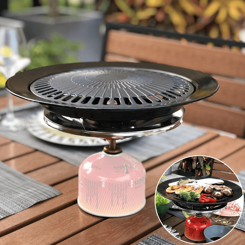 Portable Korean Outdoor Barbecue Gas Grill Pan Camping Gas Stove Plate BBQ Roasting Cooking Tool Sets - MRSLM