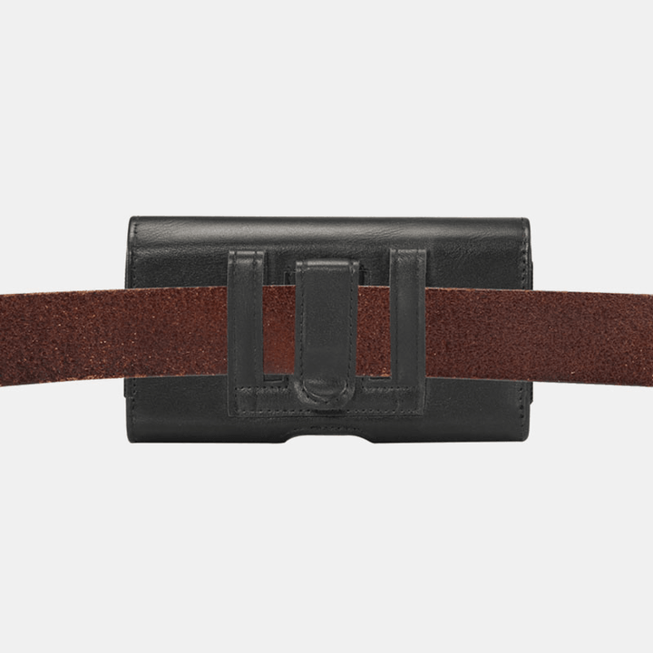 Men Faux Leather 7.2 Inch Phone Bag Waist Belt Hanging Bag Waist Pack with Belt Loop - MRSLM