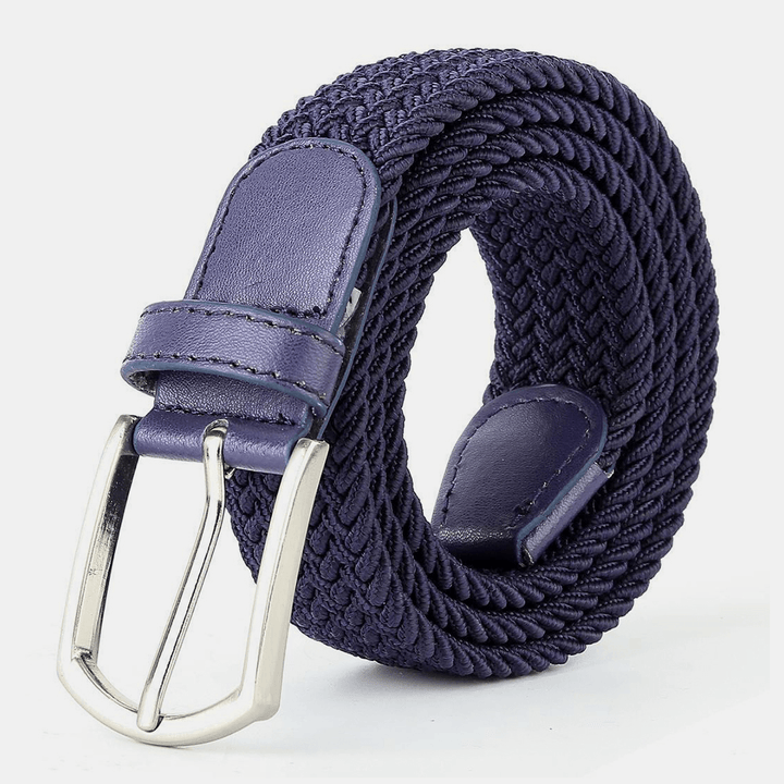 Unisex PU 110 CM Elastic Woven Style Casual Pin Buckle Jeans Belt - MRSLM