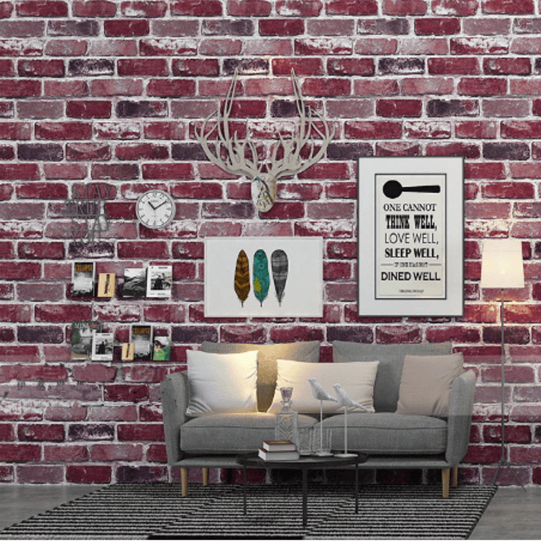 3D Modern Brick Pattern Non-Woven Wall Sticker Vintage Style Living Room Bedroom - MRSLM