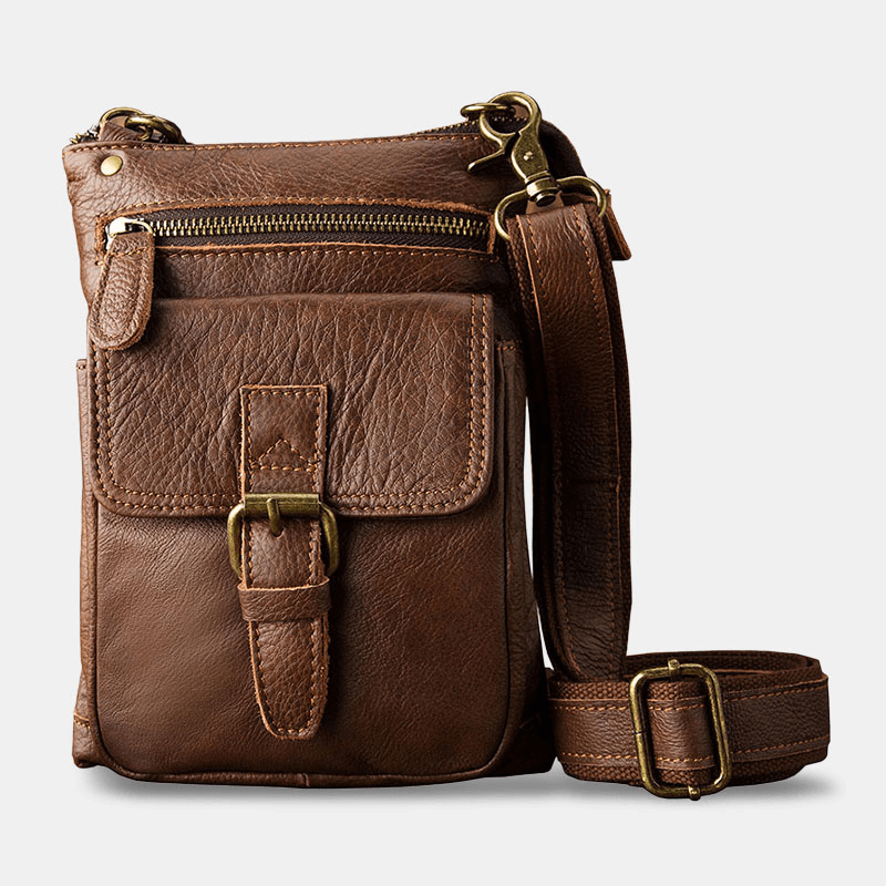 Ekphero Men Retro Multi-Pocket Waist Bag Large Capacity 6.5 Inch Phone Bag Crossbody Shoulder Bags - MRSLM