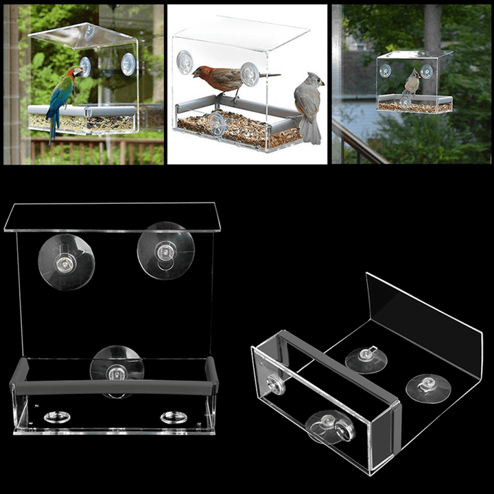 Transparent Waterproof Hanging Bird Feeder Outdoor Balcony Outdoor for Feeding Tool - MRSLM