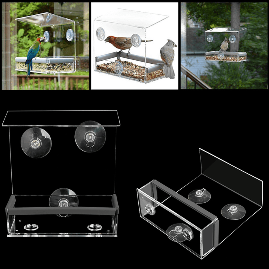 Transparent Waterproof Hanging Bird Feeder Outdoor Balcony Outdoor for Feeding Tool - MRSLM