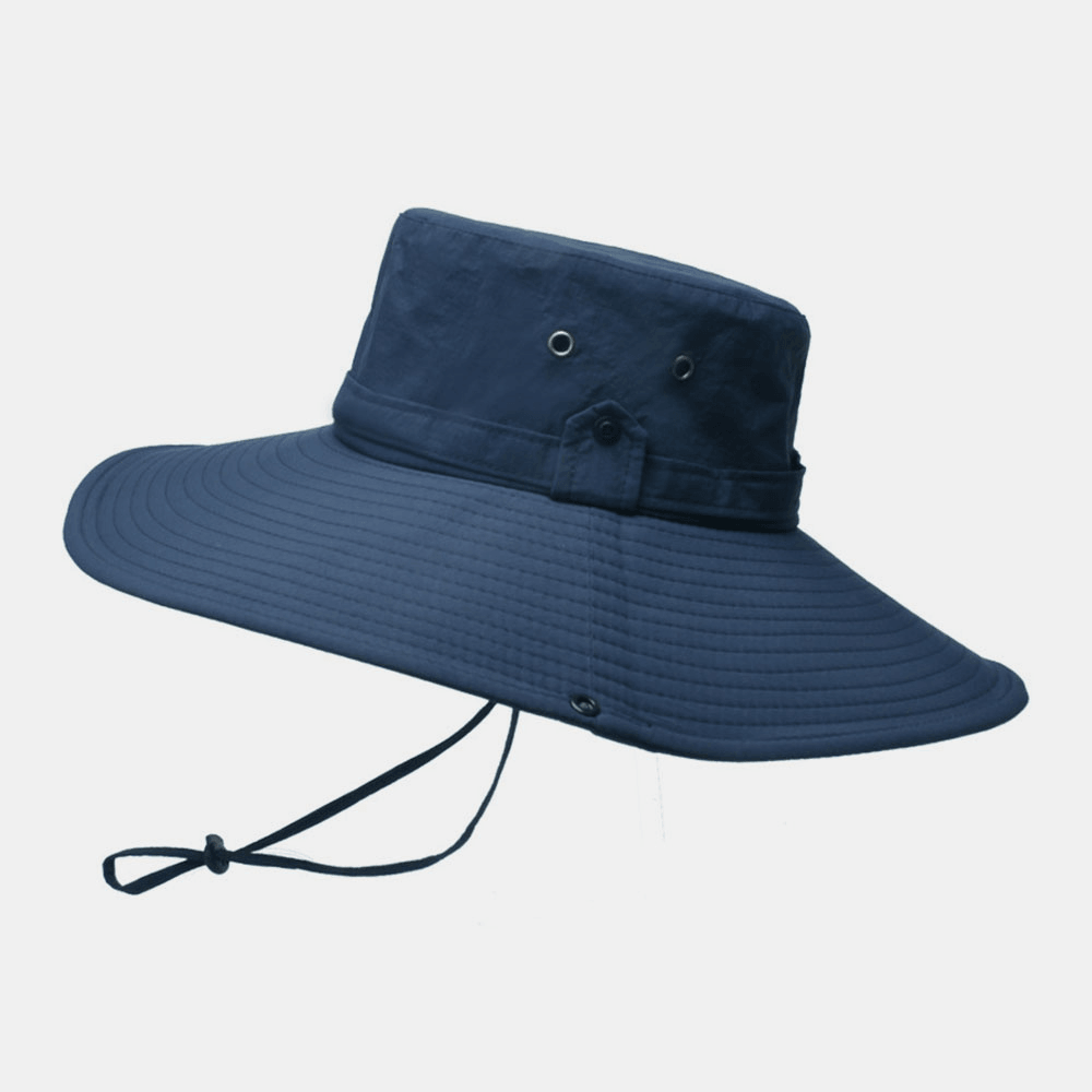 Mens Bucket Hat Waterproof Mesh Breathable Sunshade Cap 12 CM Oversized Brim Adjustable String Hat for Outdoor Climbing - MRSLM