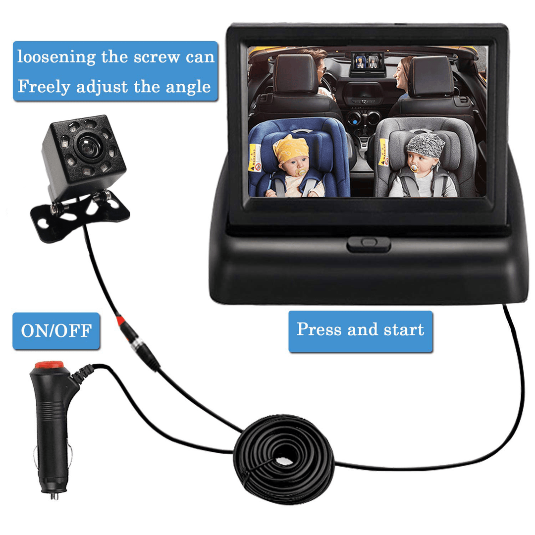 Baby Safety Car Monitor Camera Monitored Mirror 120° Viewing Angle Night Vision Side Driving HD Lens Display for Observe the Baby'S Move - MRSLM