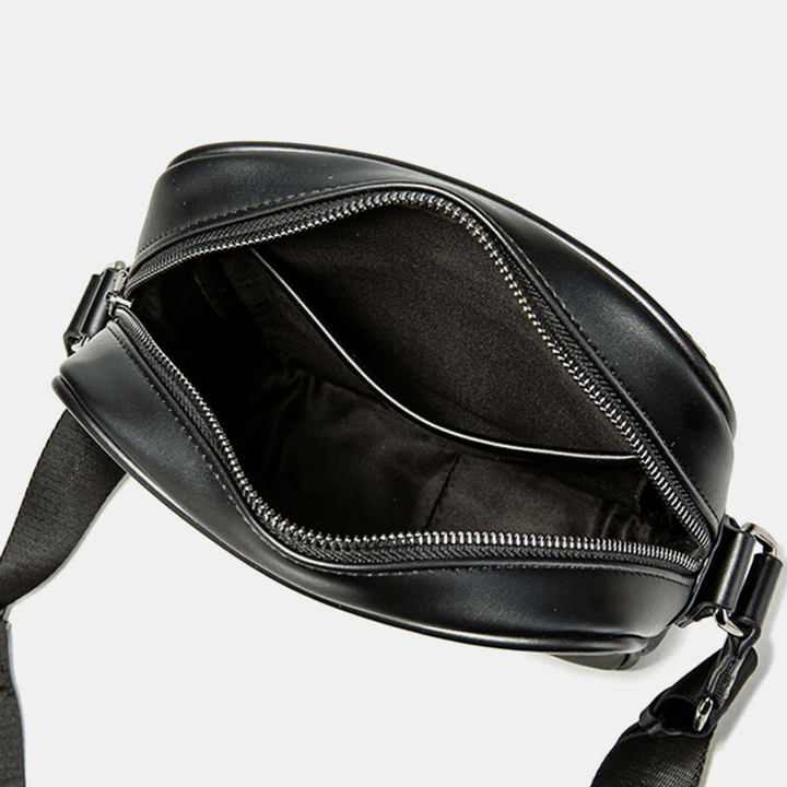 Men PU Soft Leather Large Capacity Woven Crossbody Shoulder Bag - MRSLM