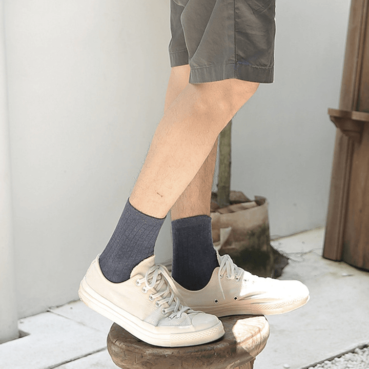 5 Pair Men Cotton Fitness Tube Socks Comfortable Deodorization Athletic Sock - MRSLM