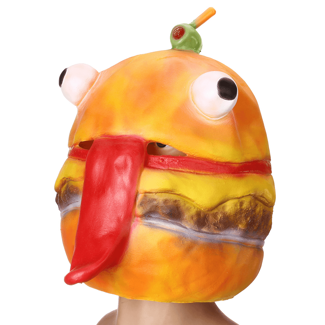 Burger Hamburger Latex Mask Fancy Dress Full Face Head Halloween Cosplay Party - MRSLM