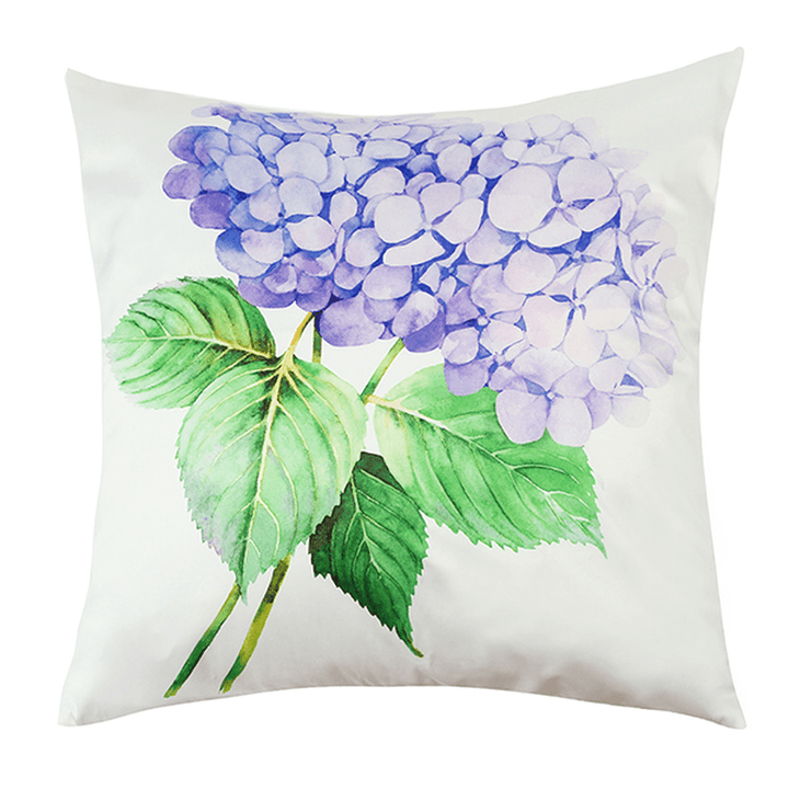 Imitation Silk Cushion Cover Green Leaf Flowers Waist Pillow Case Home Car Sofa Decor - MRSLM