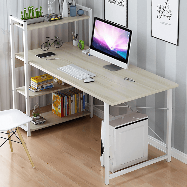 Computer Laptop Desk Modern Style Computer Table Variety of Display Office Table with 4 Tiers Bookshelf Study Writing for Home Office - MRSLM