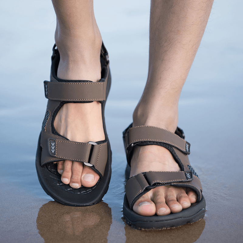Men Microfiber Breathable Non Slip Opened Outdoor Casual Beach Sandals - MRSLM
