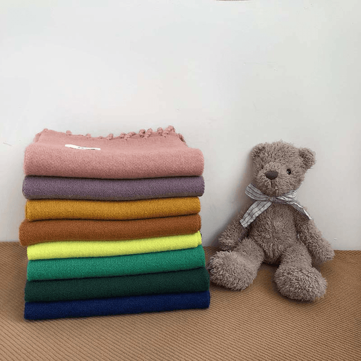 Pure Color Tassel Season Wool Knitted Couple Scarf - MRSLM