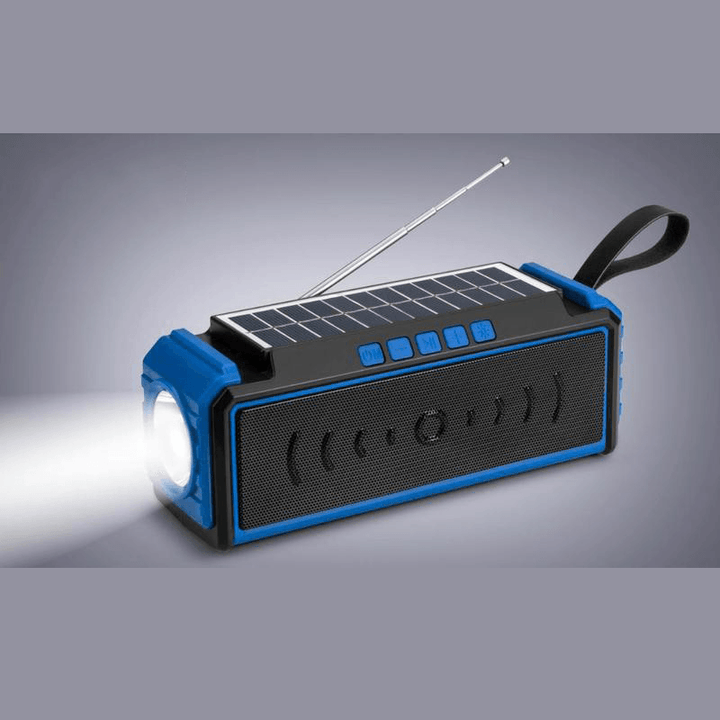 1200MAH Outdoor Camping Light Multifunction 580G Solar Charging Wireless Bluetooth Speaker Card Radio with Antenna - MRSLM