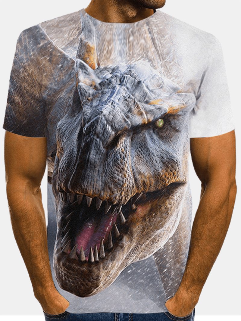 Mens All over 3D Monster Print O-Neck Casual Short Sleeve T-Shirts - MRSLM