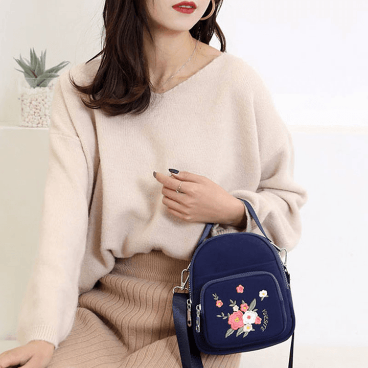 Women Fashion Embroidery Shoulder Bag Crossbody Bag - MRSLM