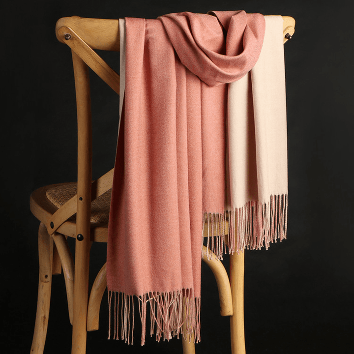 Double-Sided Cashmere Scarf Women Winter Korean Style Wild Tassel Shawl - MRSLM