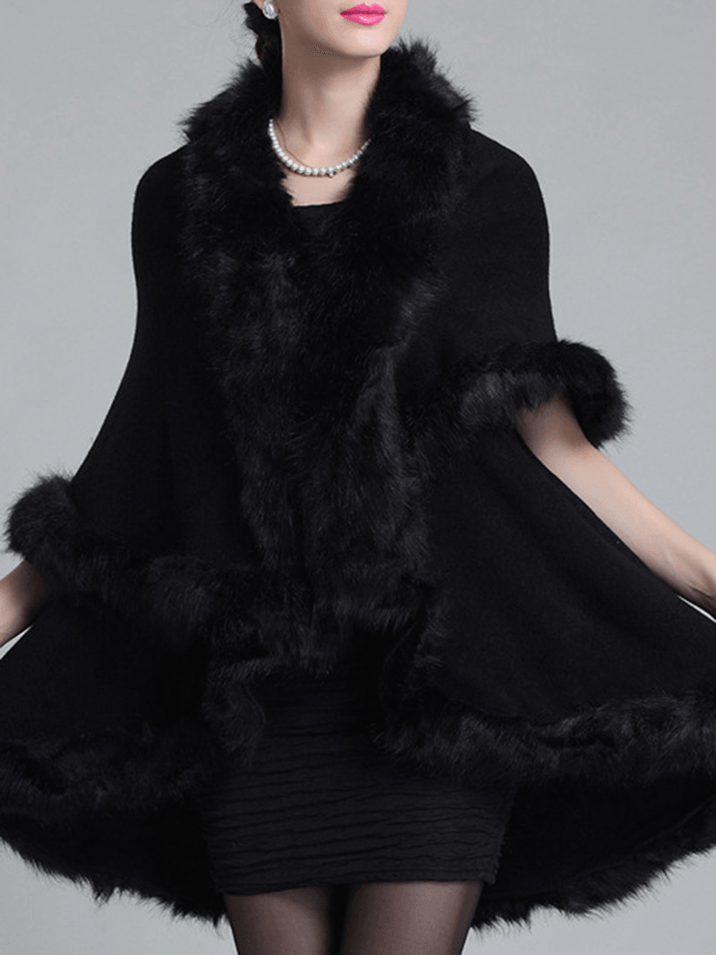 Elegant Faux Fur Patchwork Women Cloak Coats - MRSLM