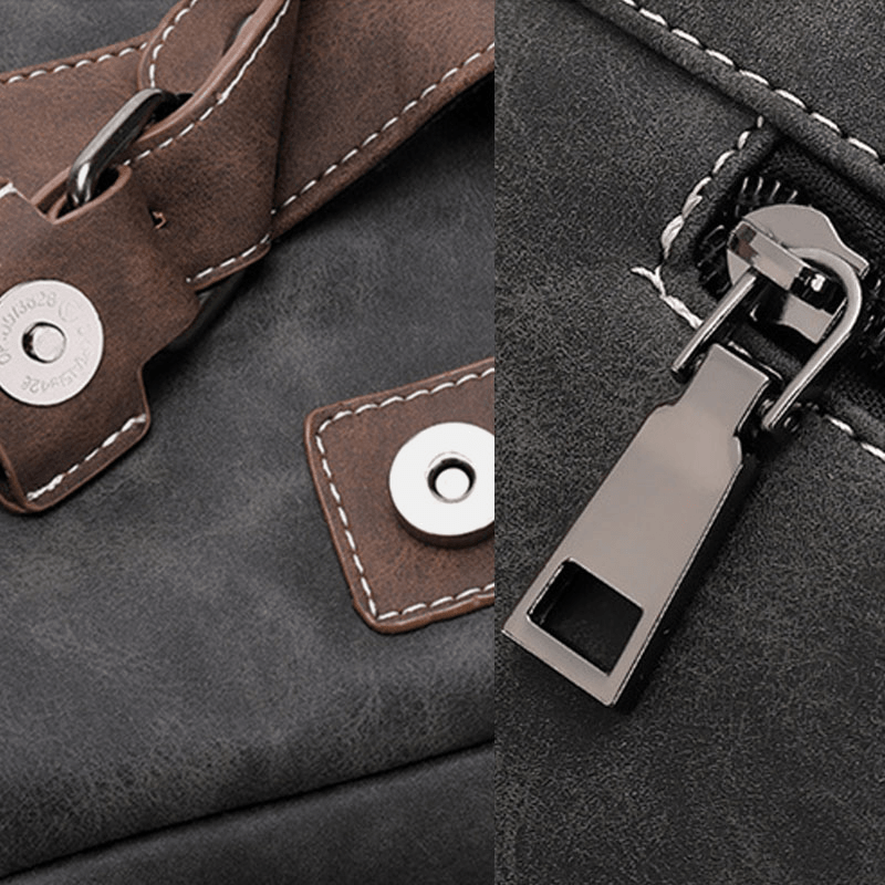 Men Faux Leather Retro Large Capacity Multi-Carry Handbag Crossbody Bag - MRSLM