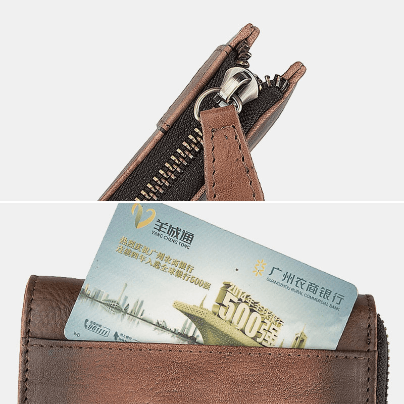 Ekphero Men Soft Cowhide Vertical Multi-Card Slots Card Case Coin Purse Wallet - MRSLM