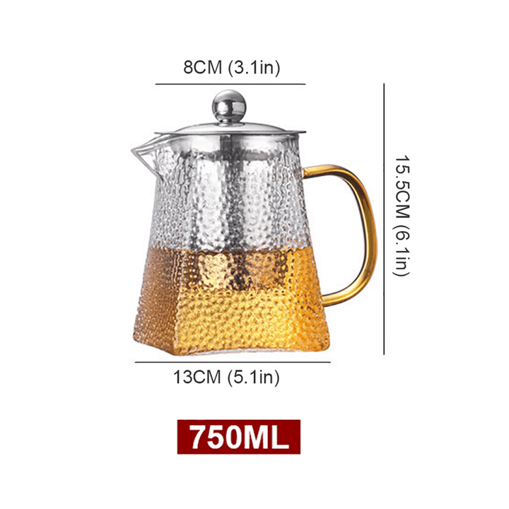 750Ml Clear Glass Teapot Stainless Infuser & Lid Steeping Tea Flower Tea Pot - MRSLM