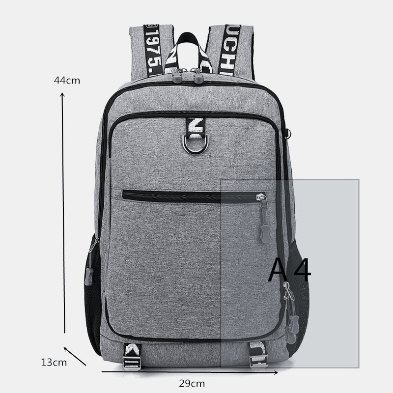 Men USB Charging Port Large Capacity 16 Inch Multifunction Backpack Casual Bag - MRSLM