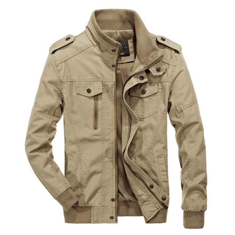 Military Style Epaulet plus Size S-4XL Cotton Autumn Jacket - MRSLM