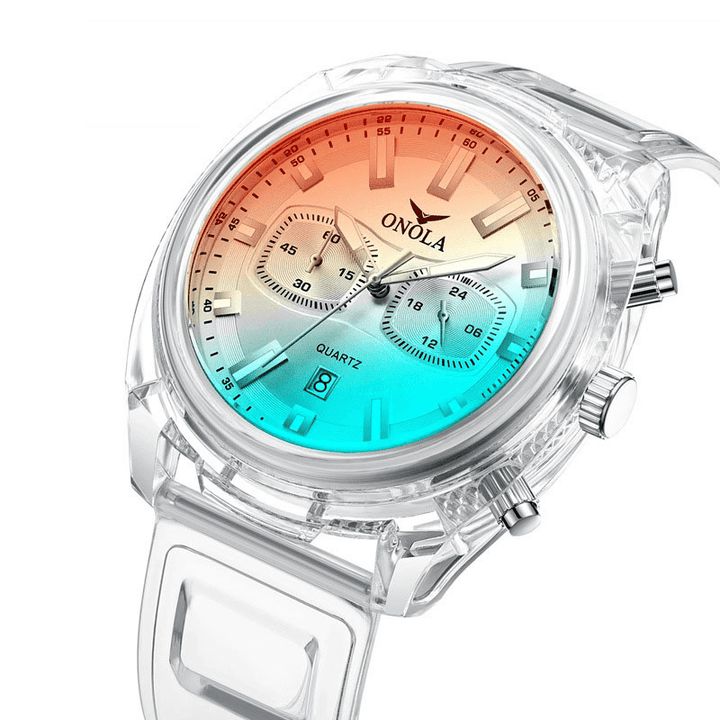 ONOLA ON6812 Fashion Men Watch Transparent Case Date Display Chronograph Creative Trend Quartz Watch - MRSLM