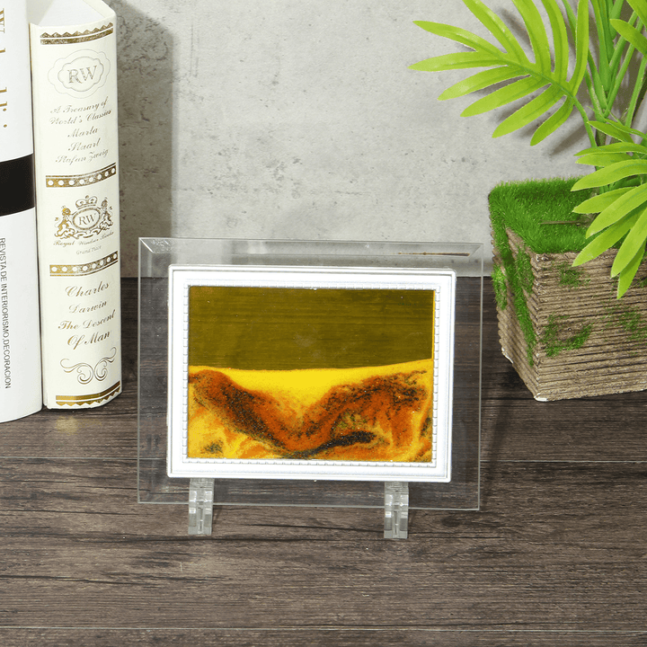 6.6X5'' Framed Moving Sand Time Glass Picture Home Office Desk Art Decor Gifts - MRSLM