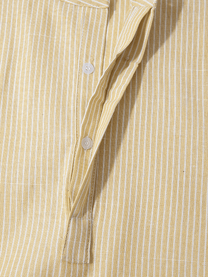 Mens 100% Cotton Striped Casual Robe Kaftan - MRSLM