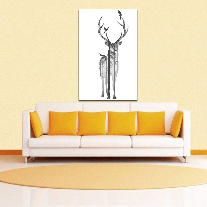 Miico Hand Painted Oil Paintings Simple Style Deer Family B Wall Art for Home Decoration Painting - MRSLM