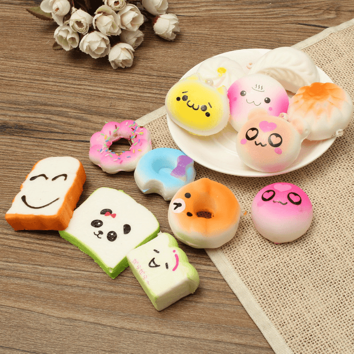 13PCS Simulation Cute Soft Squishy Super Slow Rising Ball Chain Kid Toy Collection - MRSLM
