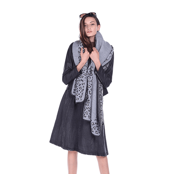 Women Printing Winter Warm Scarf Casual Leopard Pattern Blanket Scarf Shawl - MRSLM