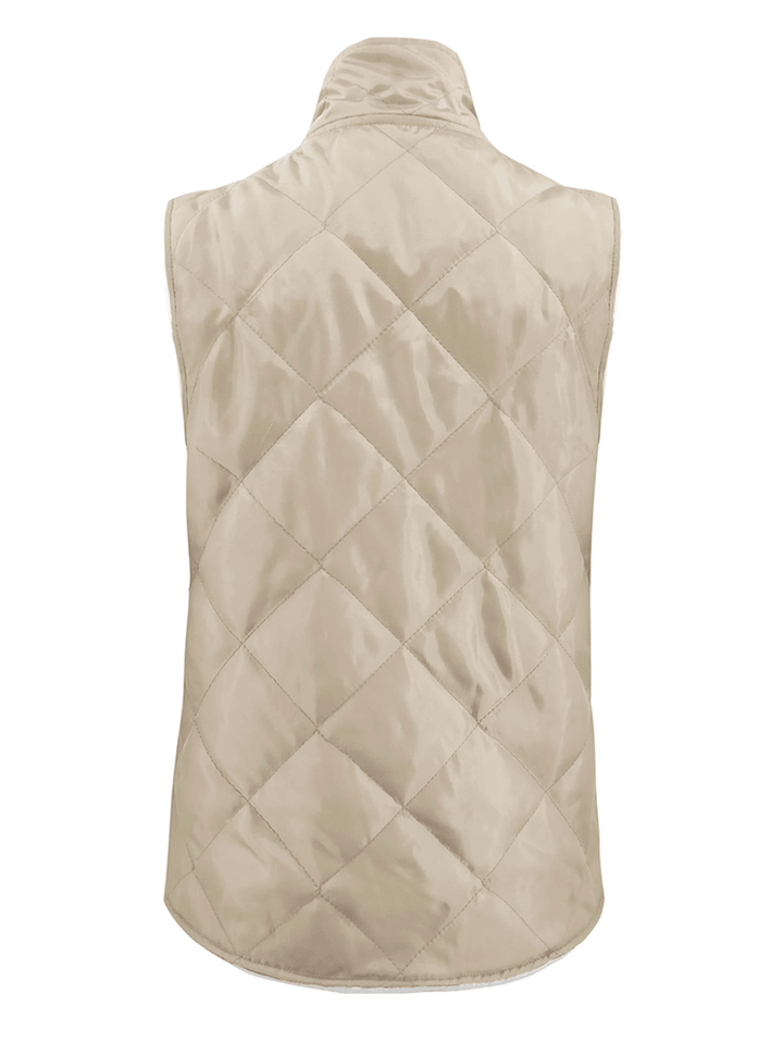Women Solid Turn-Down Collar Thick Vest Jacket - MRSLM