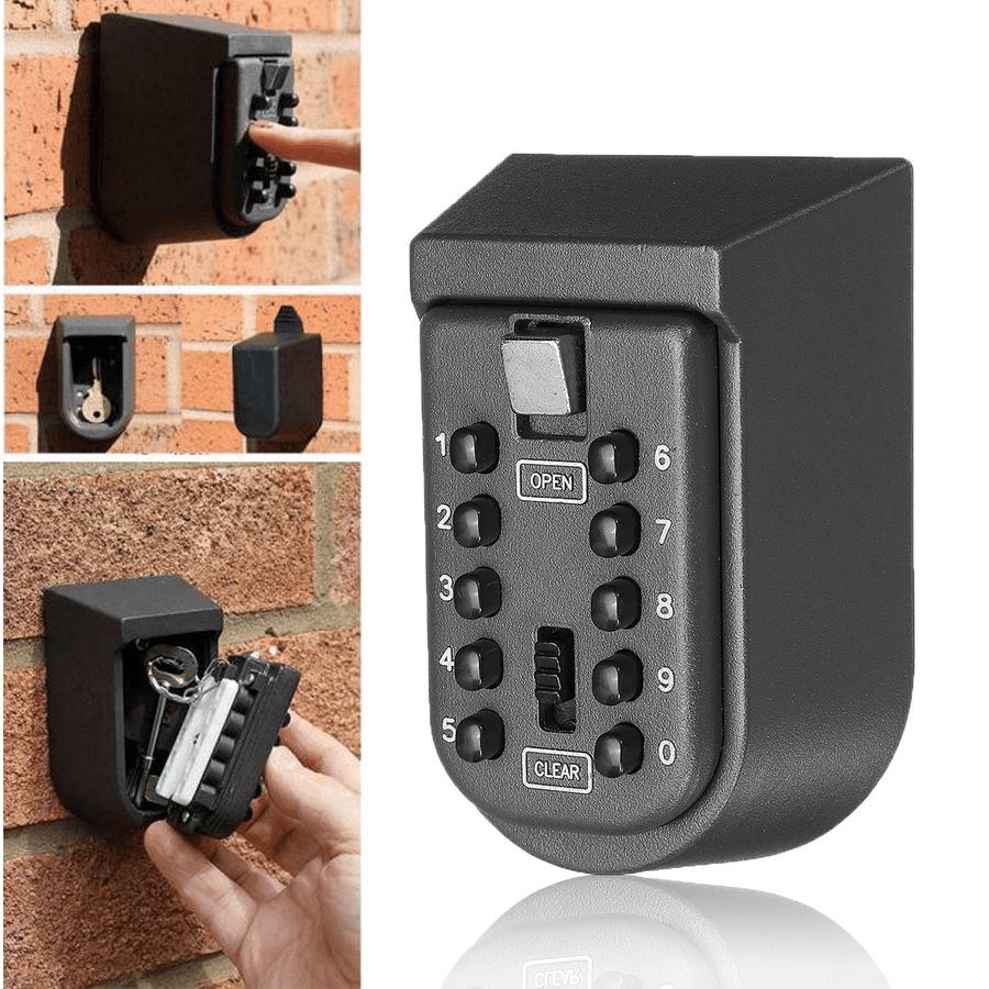 Outdoor Wall Mount Key Safe Combination Lock Storage Box 10-Digital Password - MRSLM