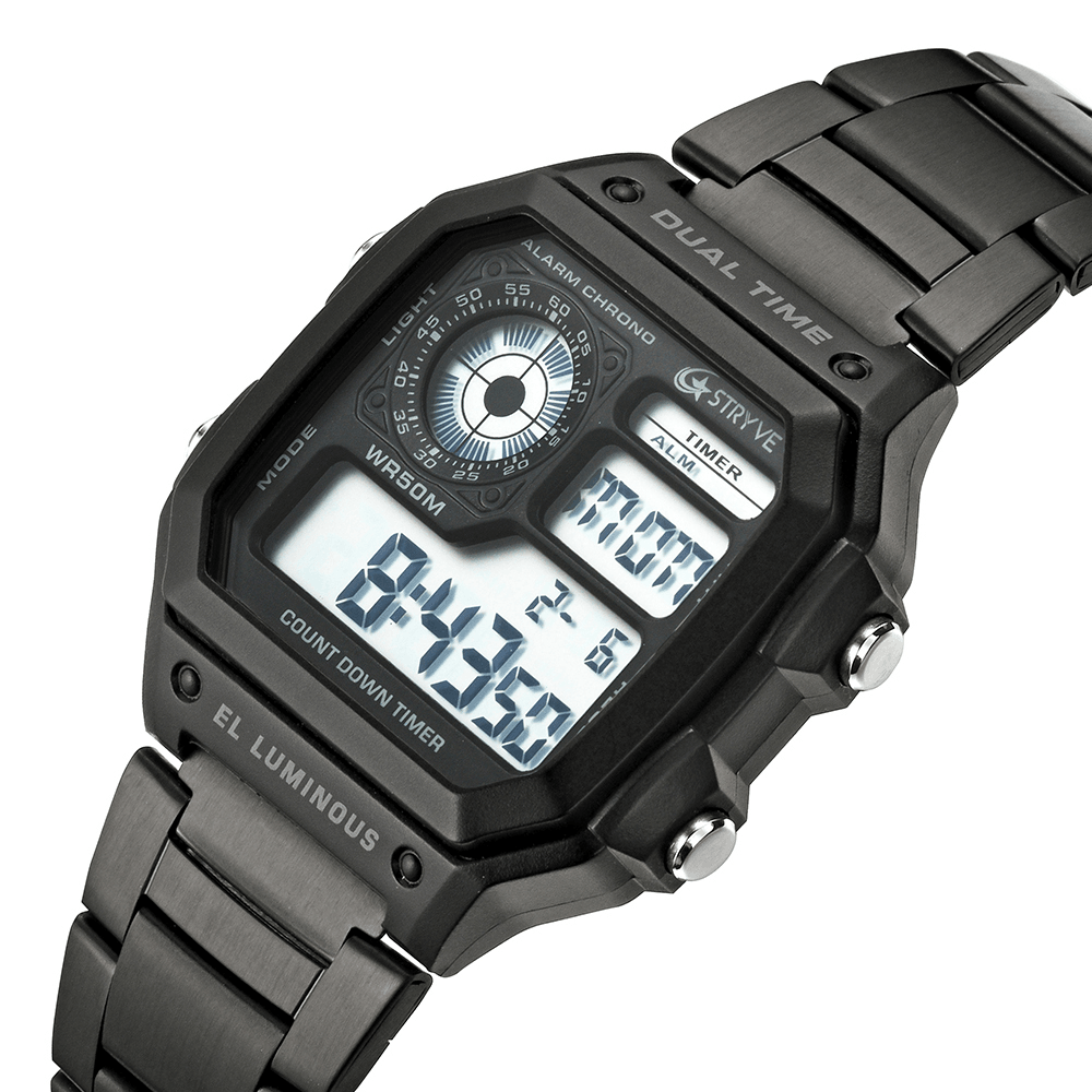 STRYVE S8007 Luminous Display Alarm Date Week Display Countdown Men Sport Digital Watch - MRSLM