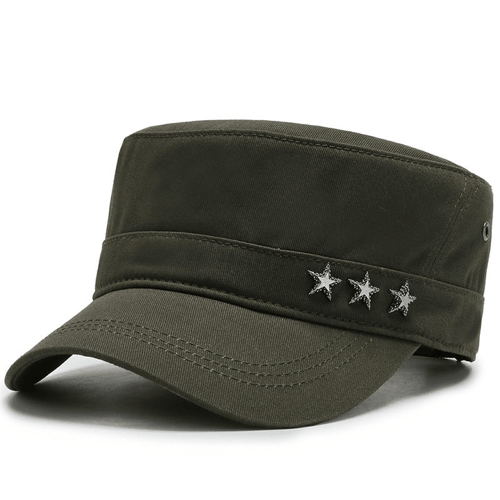 Cotton Flat Top Military Cap Five-Star Peaked Cap - MRSLM