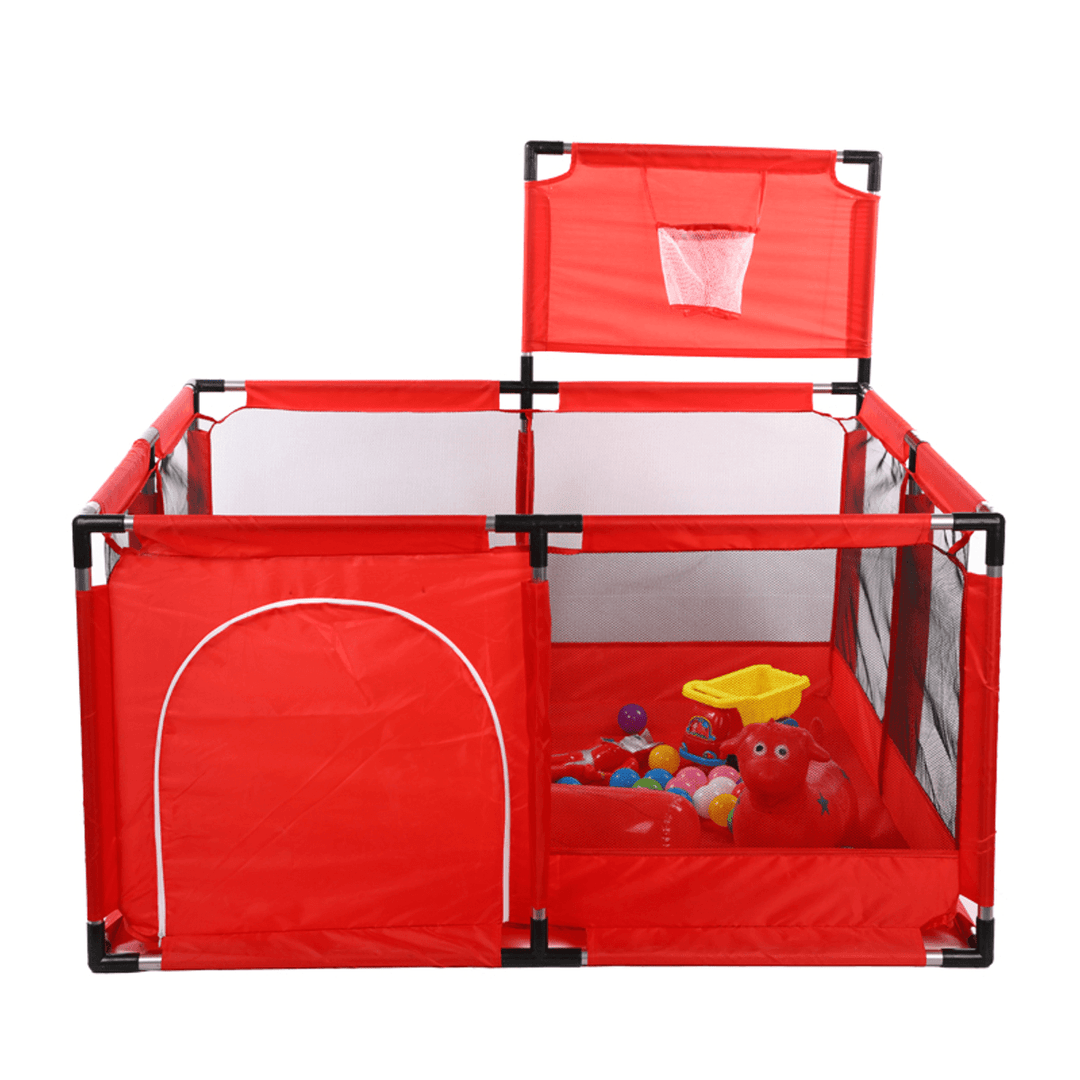50X30'' Baby Playpen 4 Panel Kid Playhouse Play Center Yard Safety with Basketball Hoop - MRSLM