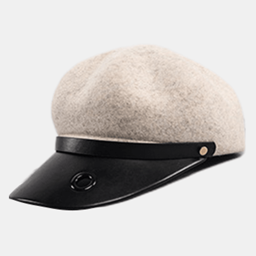 Pure Wool Flat Hats Navy Hat British Style Chain Octagonal Hat Beret - MRSLM