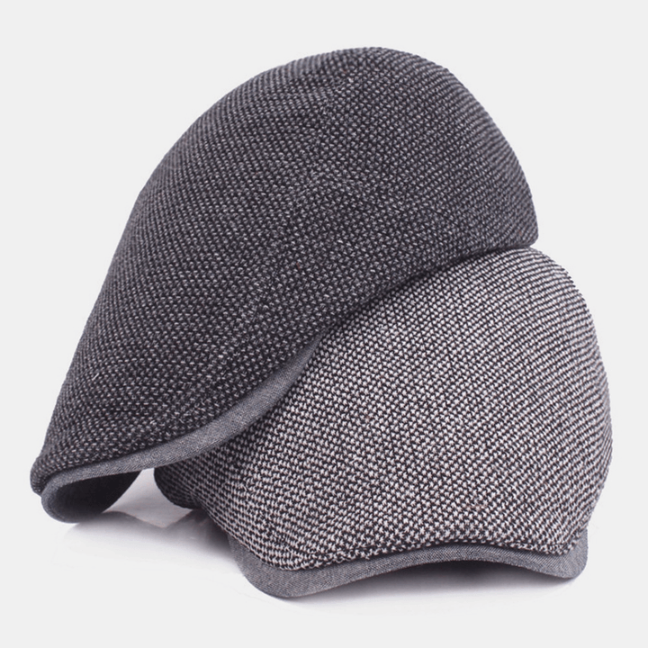 Men Cotton Mesh Breathable Solid Color Berets Outdoor Travel Wild Sunshade Flat Hat Forward Cap - MRSLM