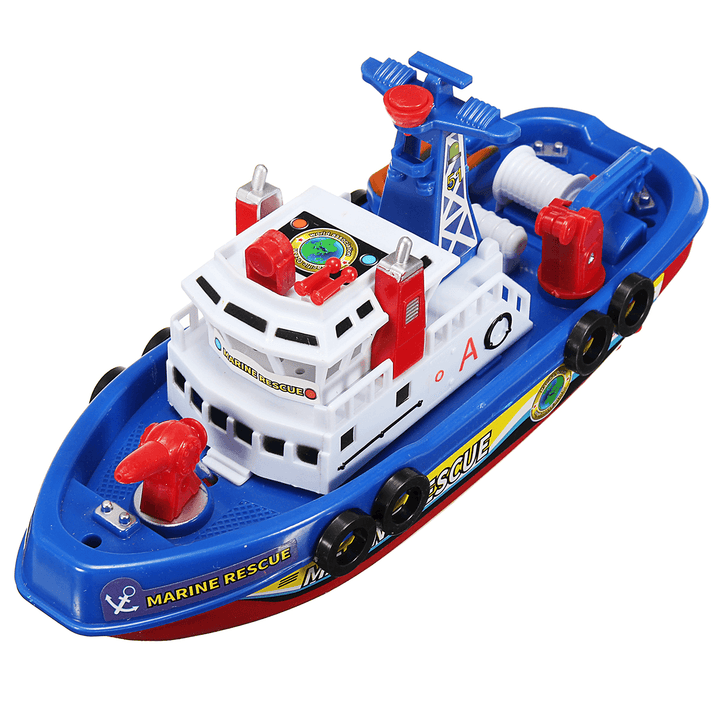 Kids Electric Fireboat Toy Children Rescue Water Spray Light Music Baby Bath Toy Boys＆Girls Gift - MRSLM