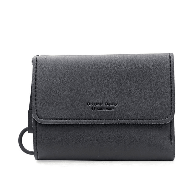 Small Wallet Short Thin Ring Wallet Mini Student PU Leather Wallet Organizer - MRSLM