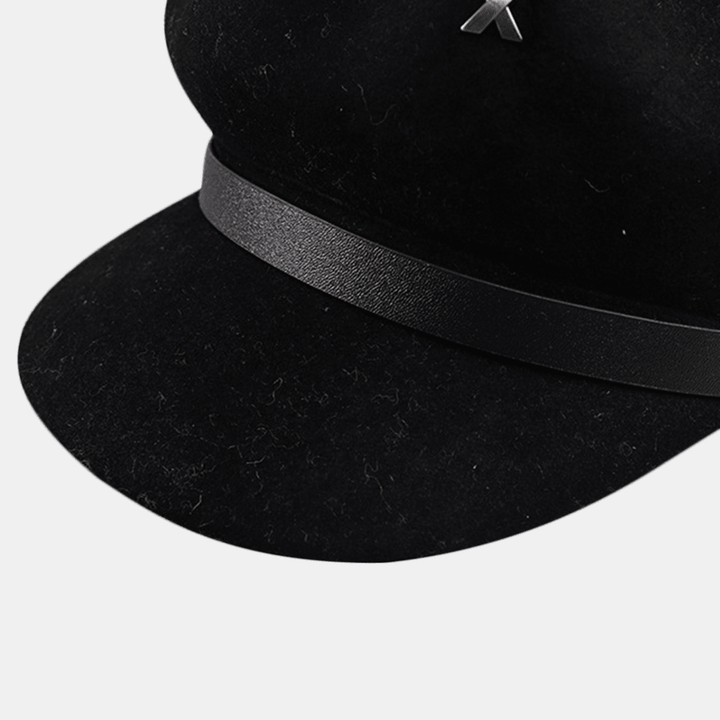 Pure Wool Flat Hats Navy Hat British Style Chain Octagonal Hat Beret Flat Hats - MRSLM