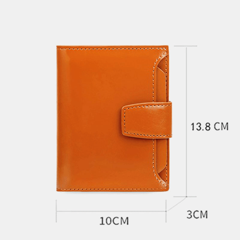 Women Genuine Leather Bifold Short RRFID Anti-Magnetic Wallet 17 Card Slot Card Case Coin Purse - MRSLM