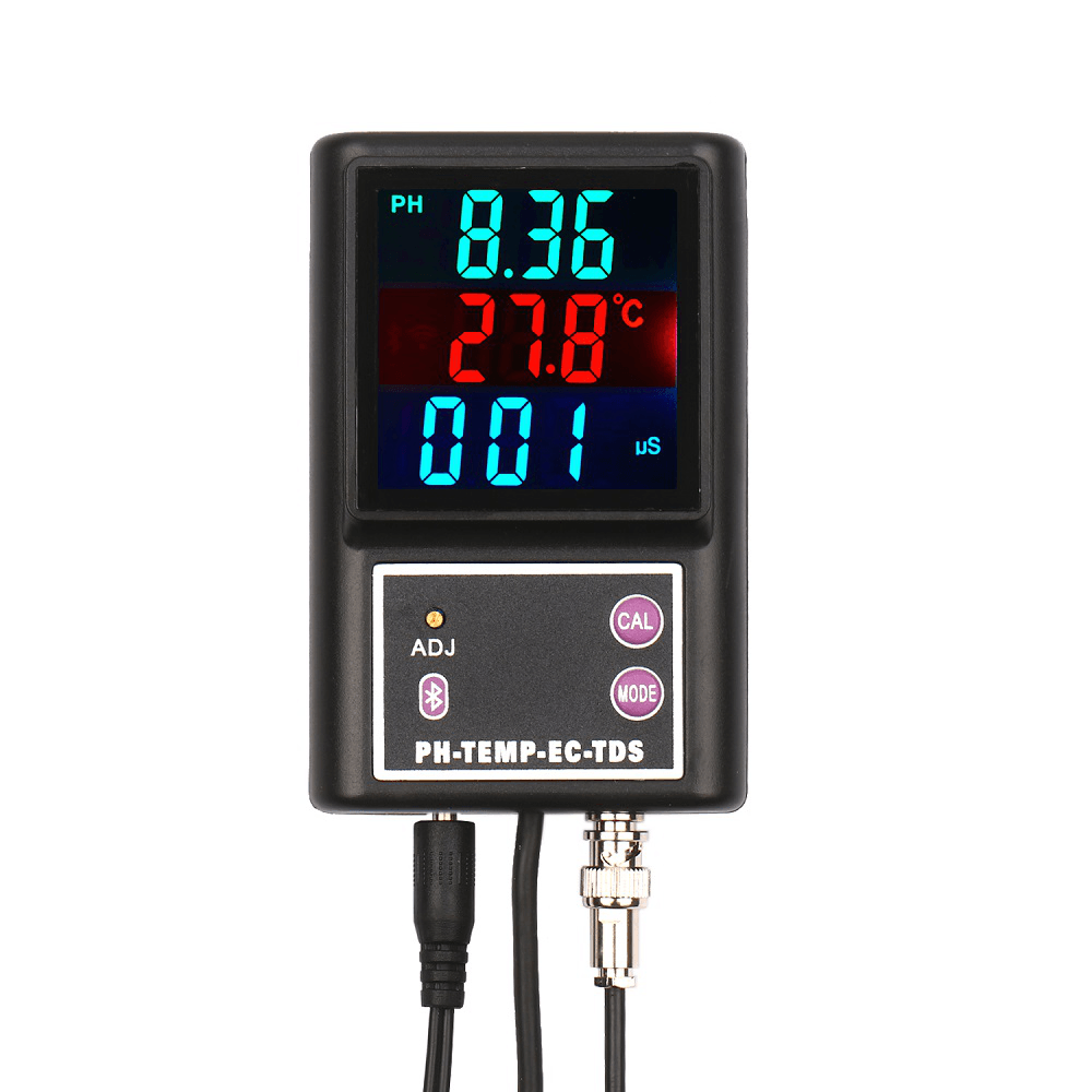 PH&EC&TDS and Temperature Water Quality Multi-Parameter Monitor with BT Wireless Connection Digital Online Meter Accurate Tester - MRSLM