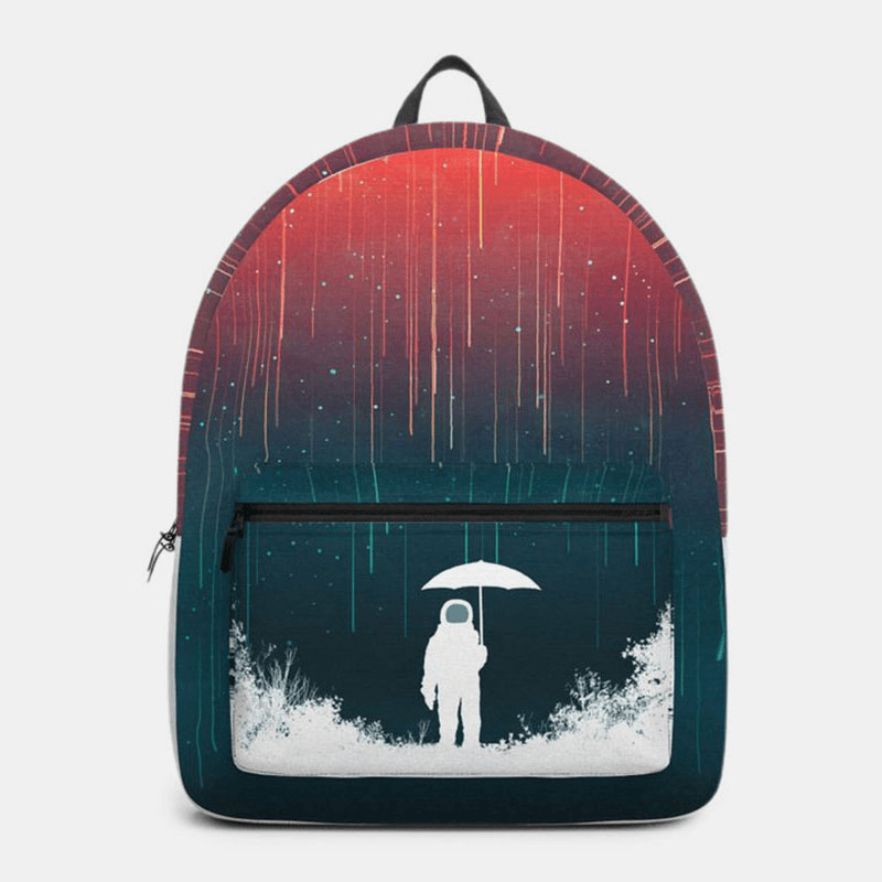 Unisex Oxford Space Astronaut and Meteor Shower Pattern Print Casual Personality Aestheticism School Bag Backpack - MRSLM