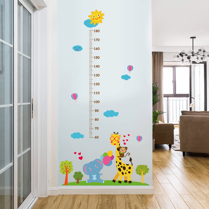Miico SK9340 Giraffe and Elephant Painting Heights Sticker Children'S Room and Kindergarten Decorative Wall Sticker - MRSLM